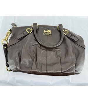 Y2K Coach Madison Sophia Satchel Dark Brown Leather Handbag 15960 Gold Hardware